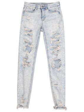 American Eagle Outfitters Light Blue Distressed Straight Leg Jeans